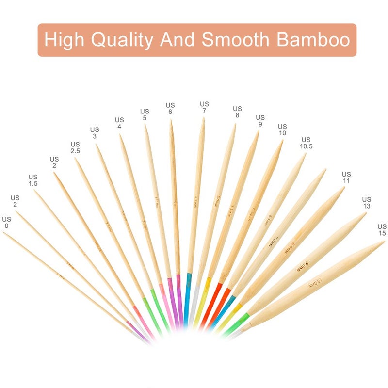 Vancens 18 Pairs Bamboo Knitting Needles Set, Vancens Circular Wooden Knitting Needles with Colorful Plastic Tube, Small Tools for Weave are Included, 18 Sizes: 2mm - 10mm, 31.5" Length - Image 3